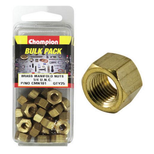 Champion Fasteners Manifold Nut Brass 1/4in UNC CMN101