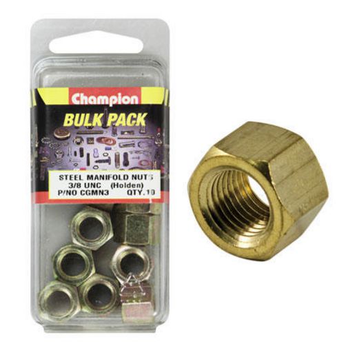 Champion Fasteners Hex Manifold Nut Steel 3/8in UNC CGMN3