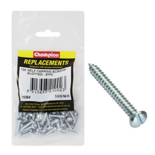 Champion Fasteners Self Tapper Screw Pan Slot 4.2 x 19mm Zinc Plated C1630-9