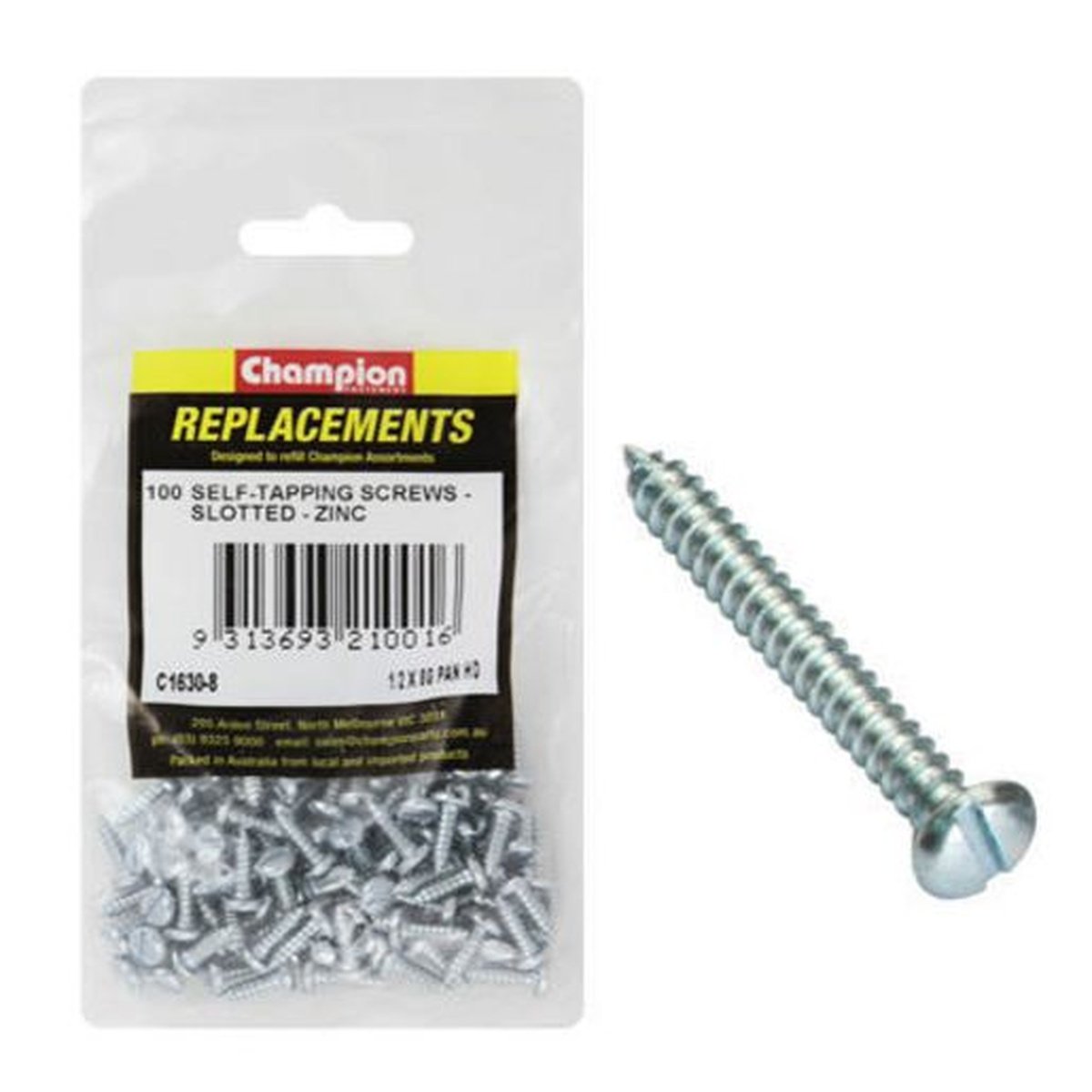 Champion Screw Self Tapp Panhead Slotted 4.2 x 13mm 100Pk C1630-8