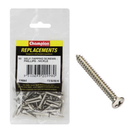 Champion Fasteners Self Tapper Screw Rsd Phillips 4.8 x 25mm Nickel Plated C1630-5