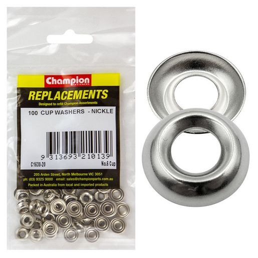 Champion Fasteners Washer Cup Steel 3.5mm Nickel Plated C1630-20
