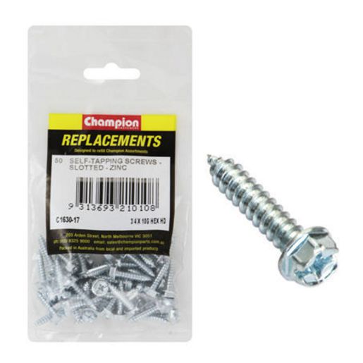 Champion Fasteners Self TaPPEr Screw Hex Combo 4.8 X 19mm Zinc Plated C1630-17