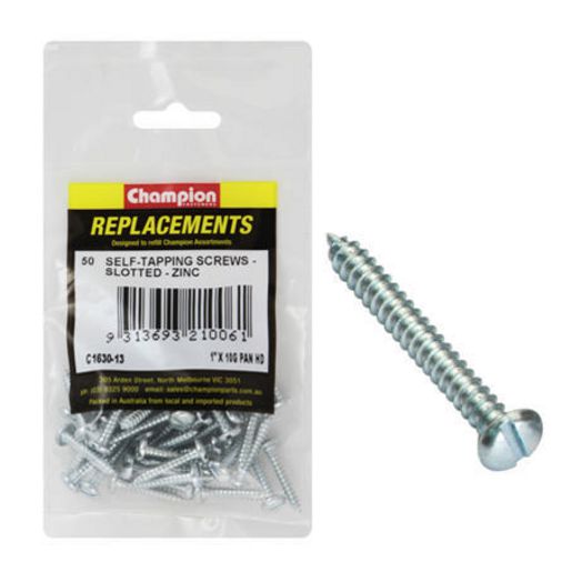 Champion Fasteners Self Tapper Screw Pan Slot 4.8 x 25mm Zinc Plated C1630-13