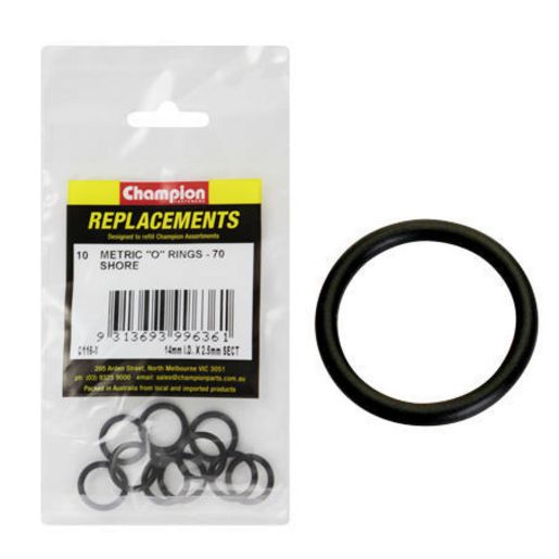 Champion Fasteners O Ring Nitrile Rubber 70 Shore 2.5mm x 14mm Refill Pack C116-8