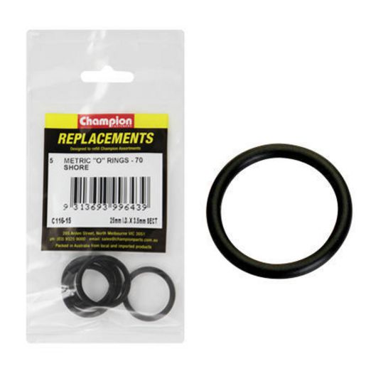 Champion Fasteners O Ring Nitrile Rubber 70 Shore 3.5mm x 25mm Refill Pack C116-15