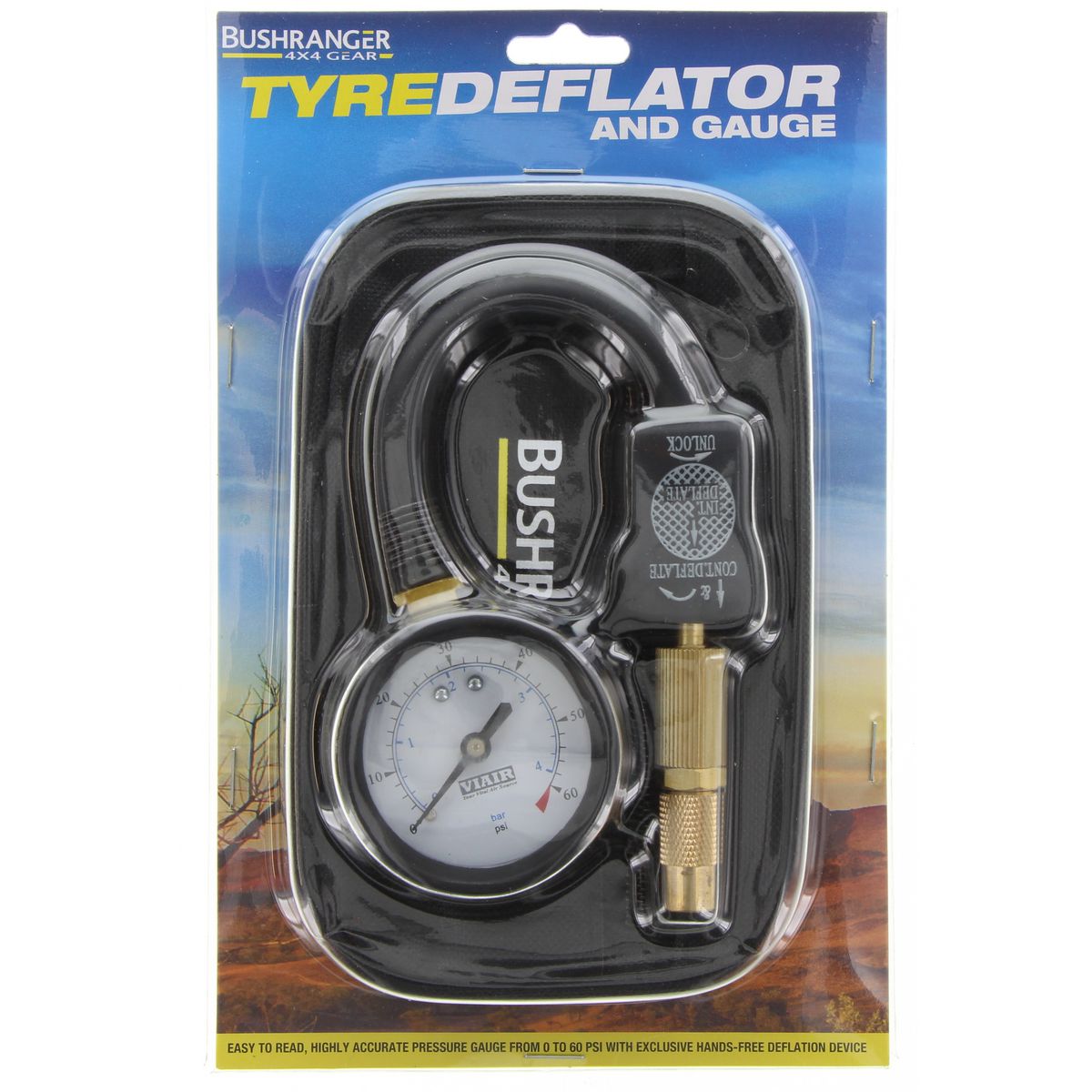 Bushranger Bushranger Tyre Gauge 3-In-1 With Tyre Deflator 73X31