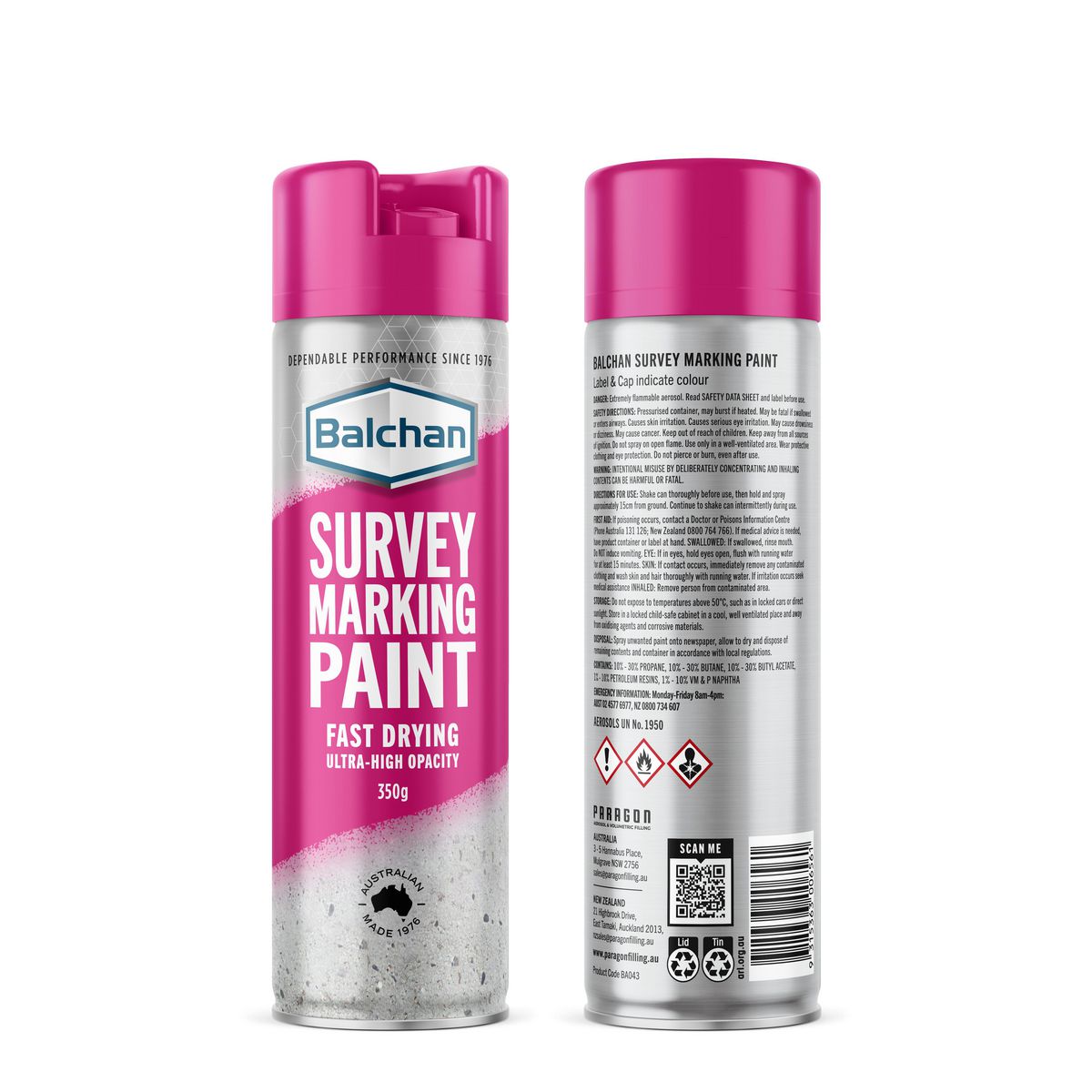 Balchan Professional Survey Marking Paint Brilliant Pink 350g BA043
