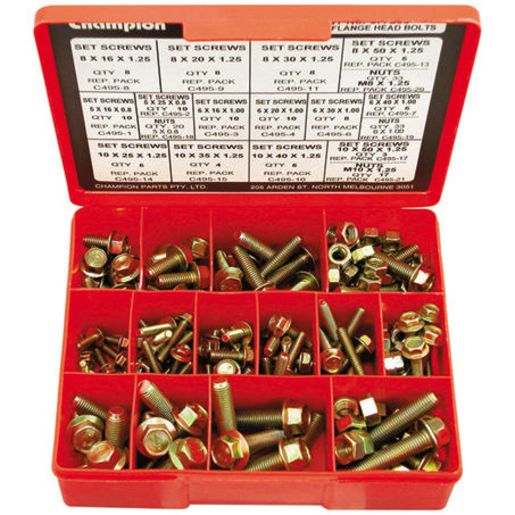 Champion Fasteners Hex Flange Bolts Assortment Metric Gr8.8 CA200