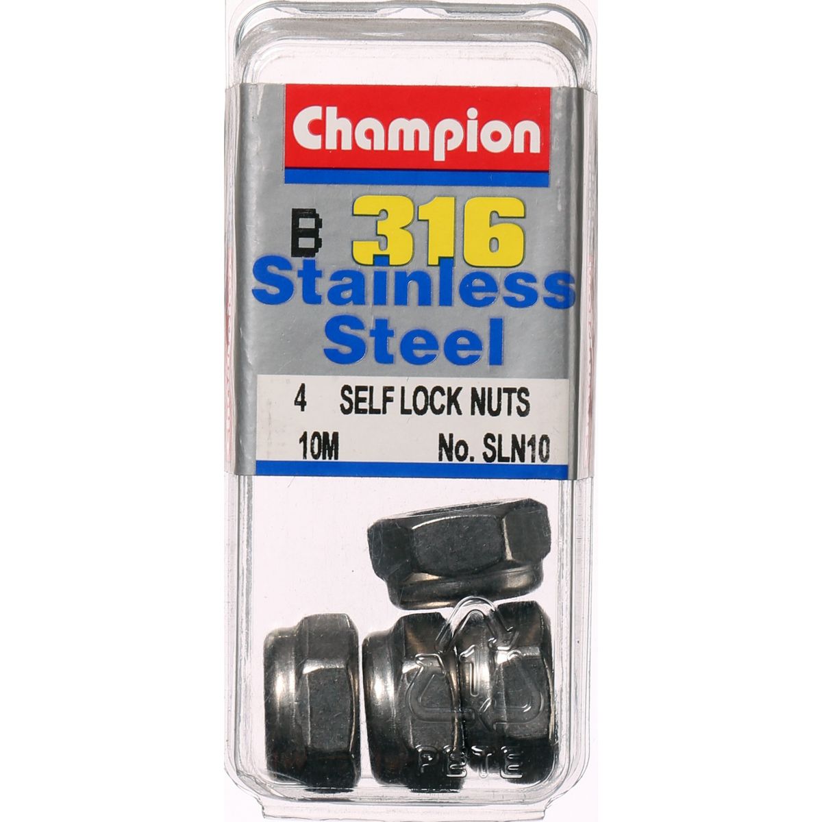 Champion Fasteners Hex Nut Self Locking Nylon Insert Stainless Steel M10X1.5mm 316/A4 SLN10