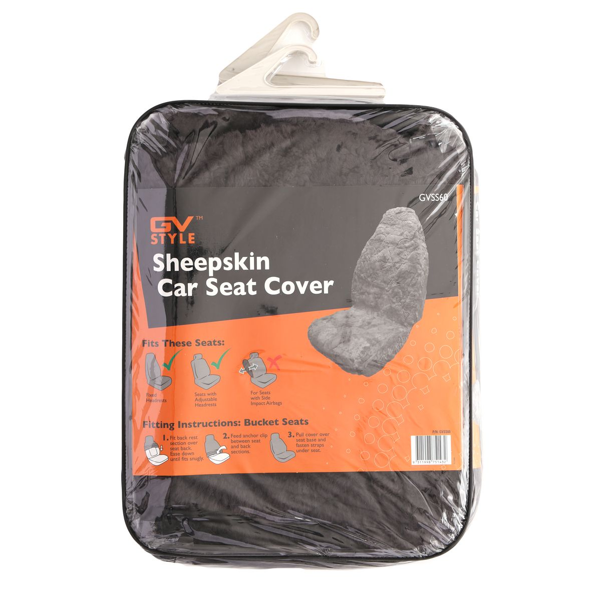 GV Style Sheep Skin Seat Covers 60 Charcoal GVSS60