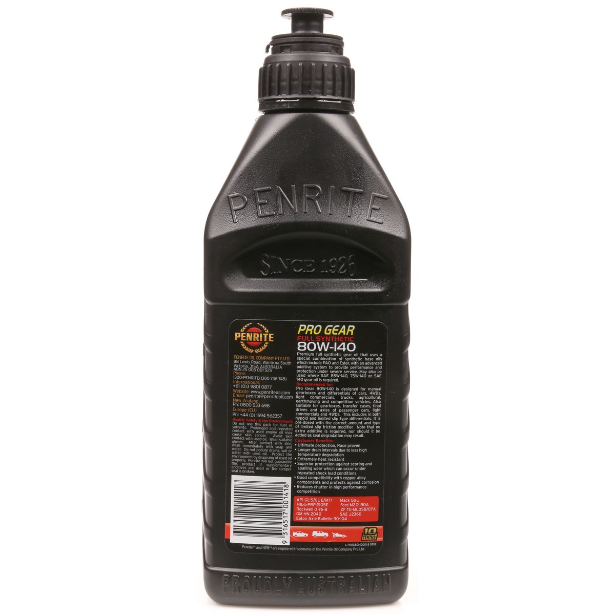 Penrite Pro Gear 80W-140 Gear Oil 1L