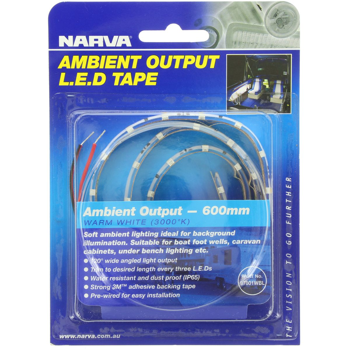 Narva LED Tape with Ambient Output Warm White 600mm 12V 3000K 87801WBL