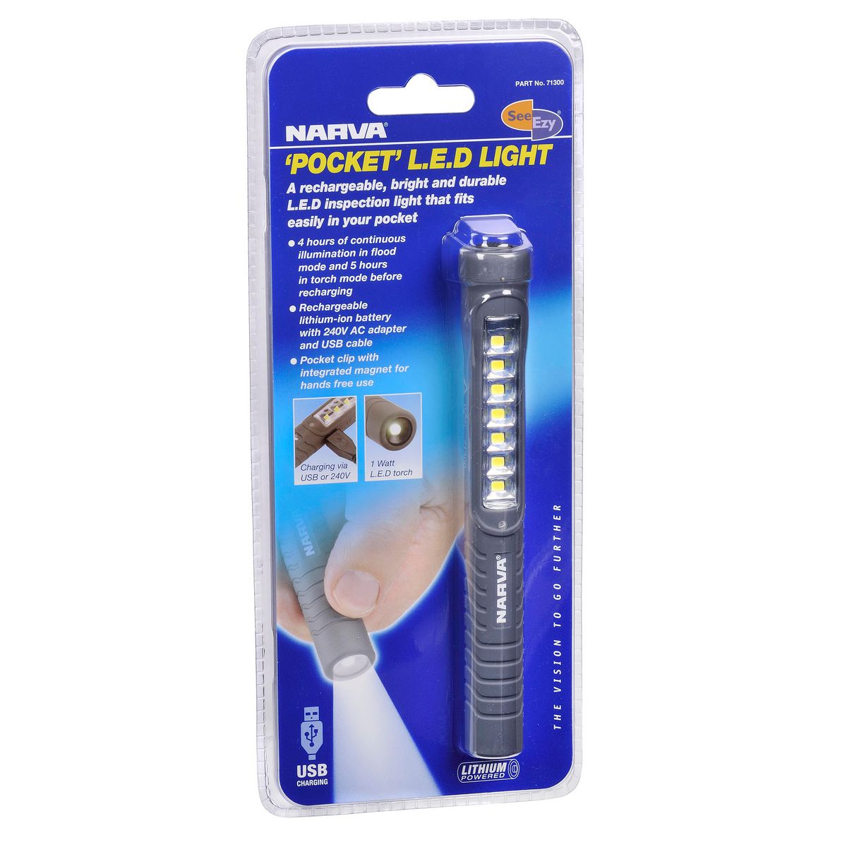 Narva Pocket Rechargeable LED Inspection Lamp 71300
