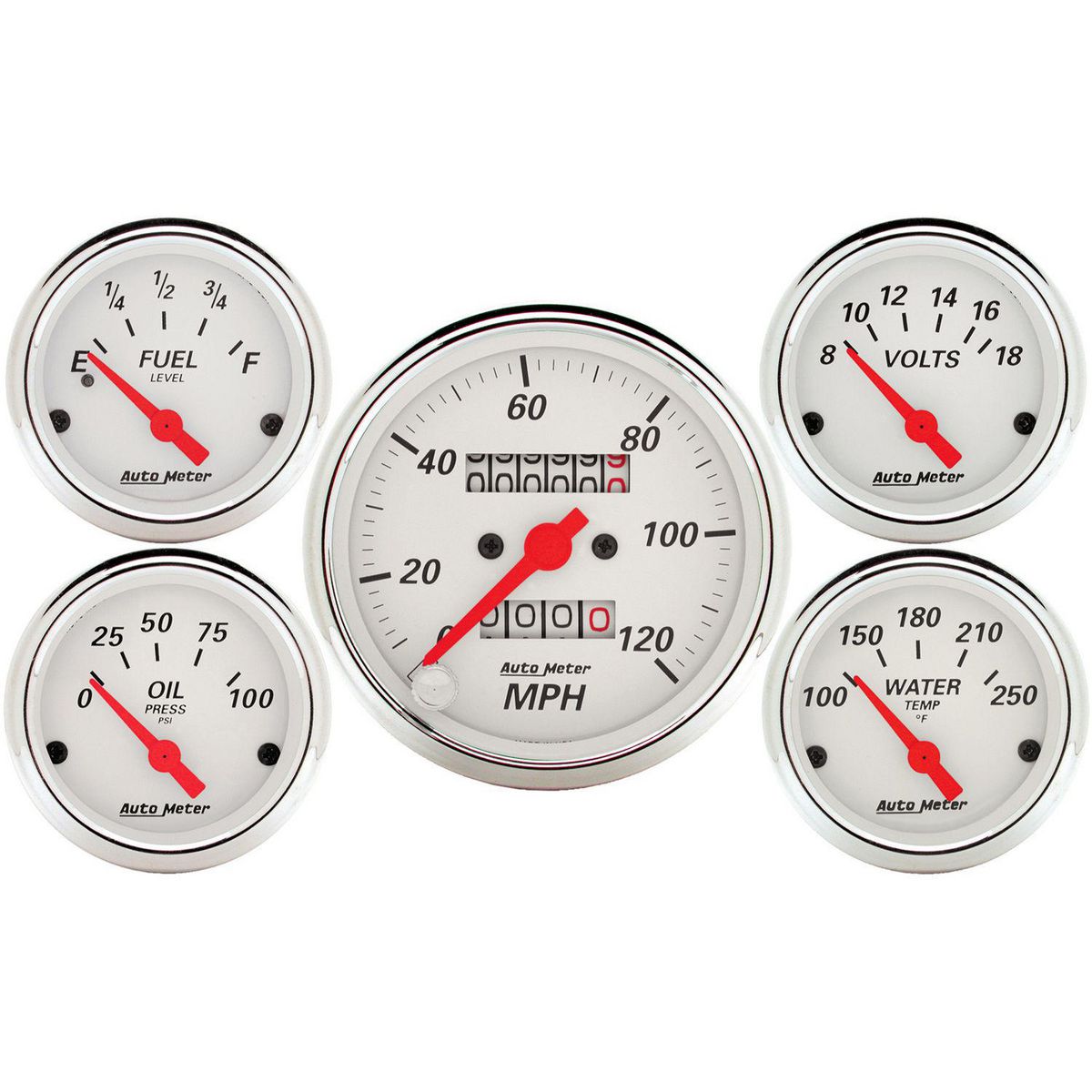 Autometer Arctic White 5 Piece Gauge Kit AU1300