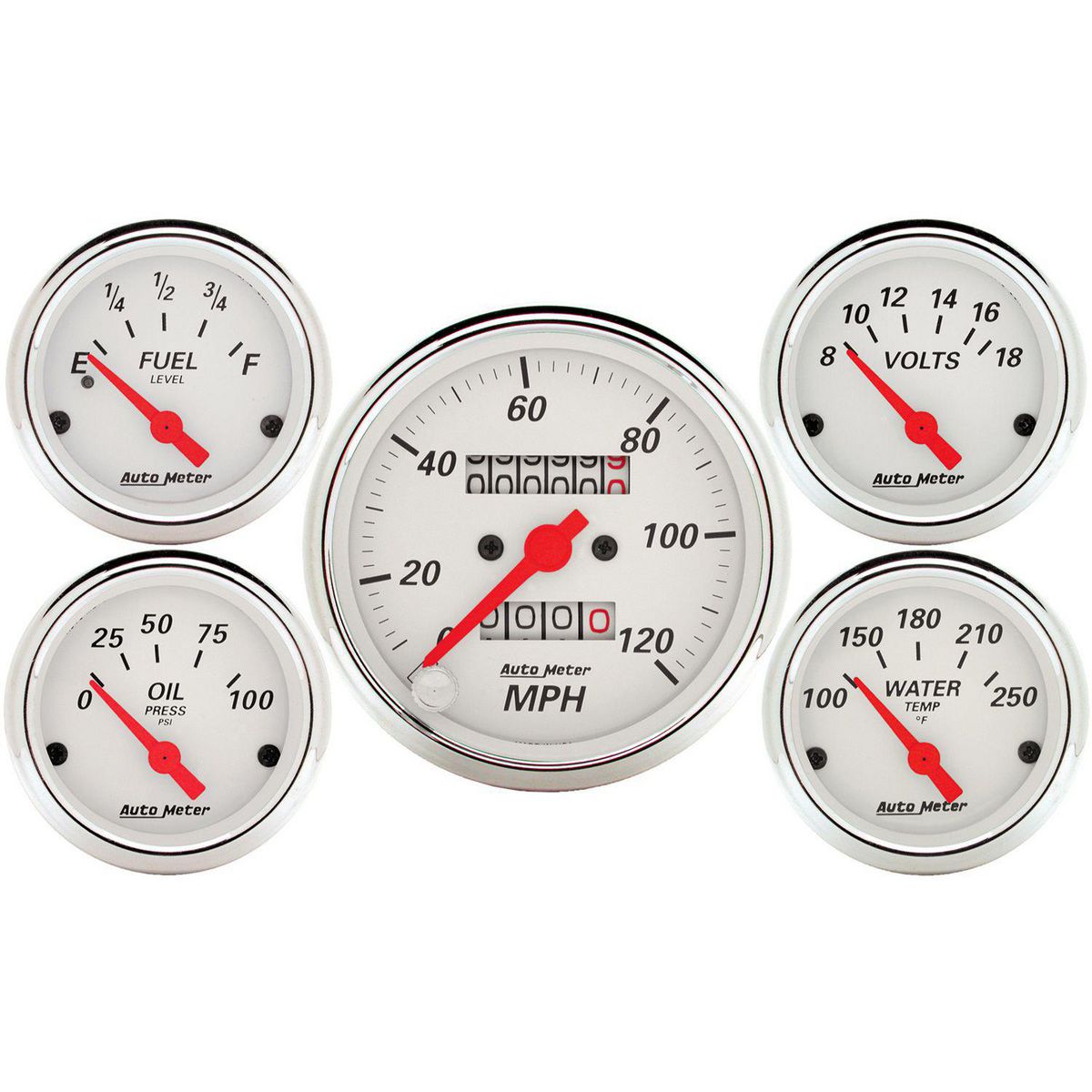 Autometer Arctic White 5 Piece Gauge Kit AU1300