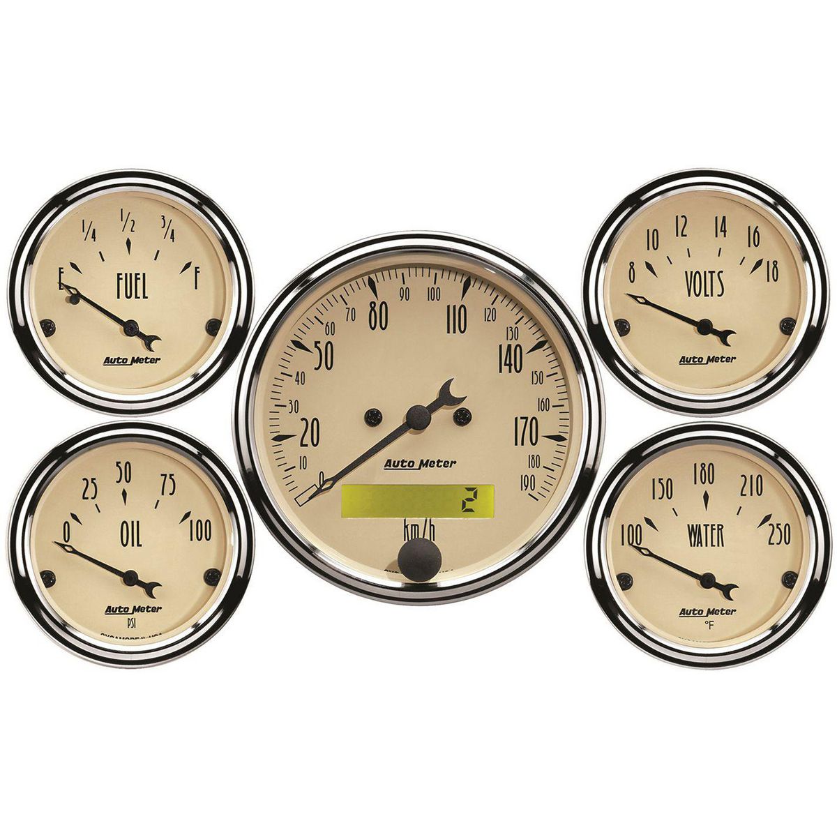 Autometer Antique Beige 5 Piece Gauge Kit AU1809-M