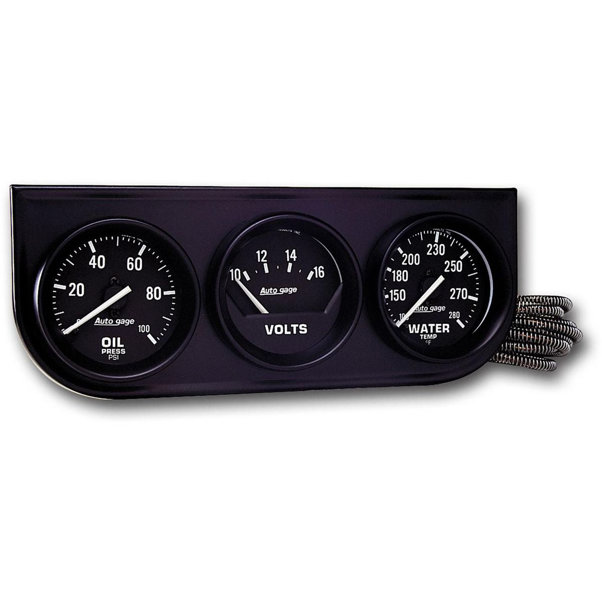 Autometer 2-1/16in 3 Gauge Console Oil Volts Water Black AU2397