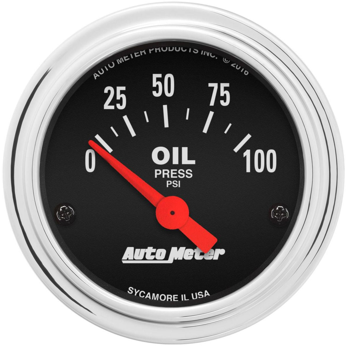 Autometer Trad Chrome 2-1/16in Oil Pressure Gauge 0-100PSI Short Sweep Electric AU2522