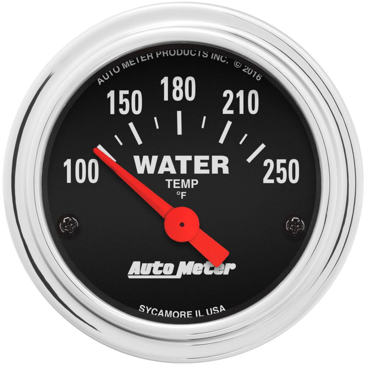 Autometer Trad Chrome 2-1/16in Water Temp Gauge 100-250F Short Sweep Electric AU2532