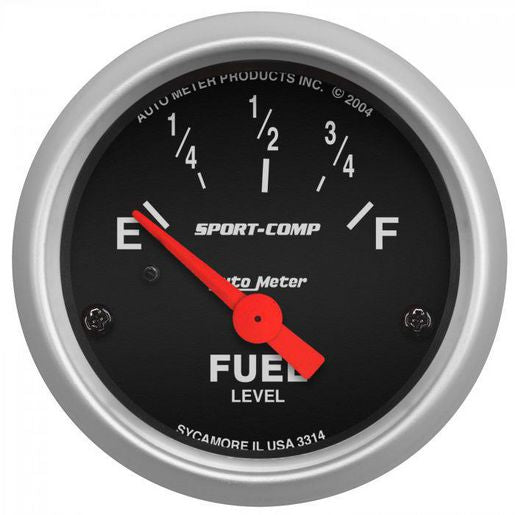 Autometer Sport-Comp 2-1/16in Fuel Level Gauge 0-90 Ohm Short Sweep Electric AU3314