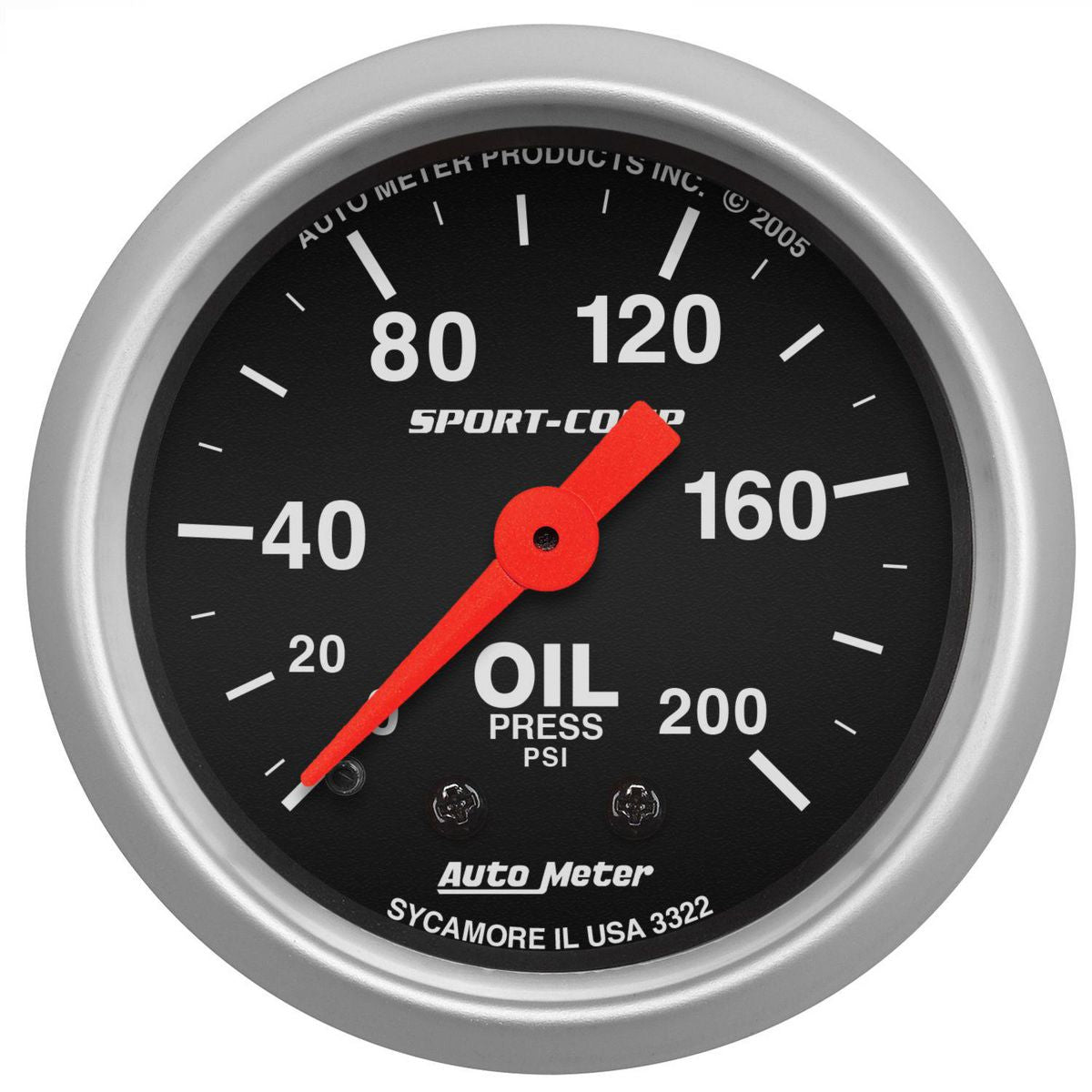 Autometer Sport-Comp 2-1/16in Oil Pressure Gauge 0-200 PSI Mechanical AU3322