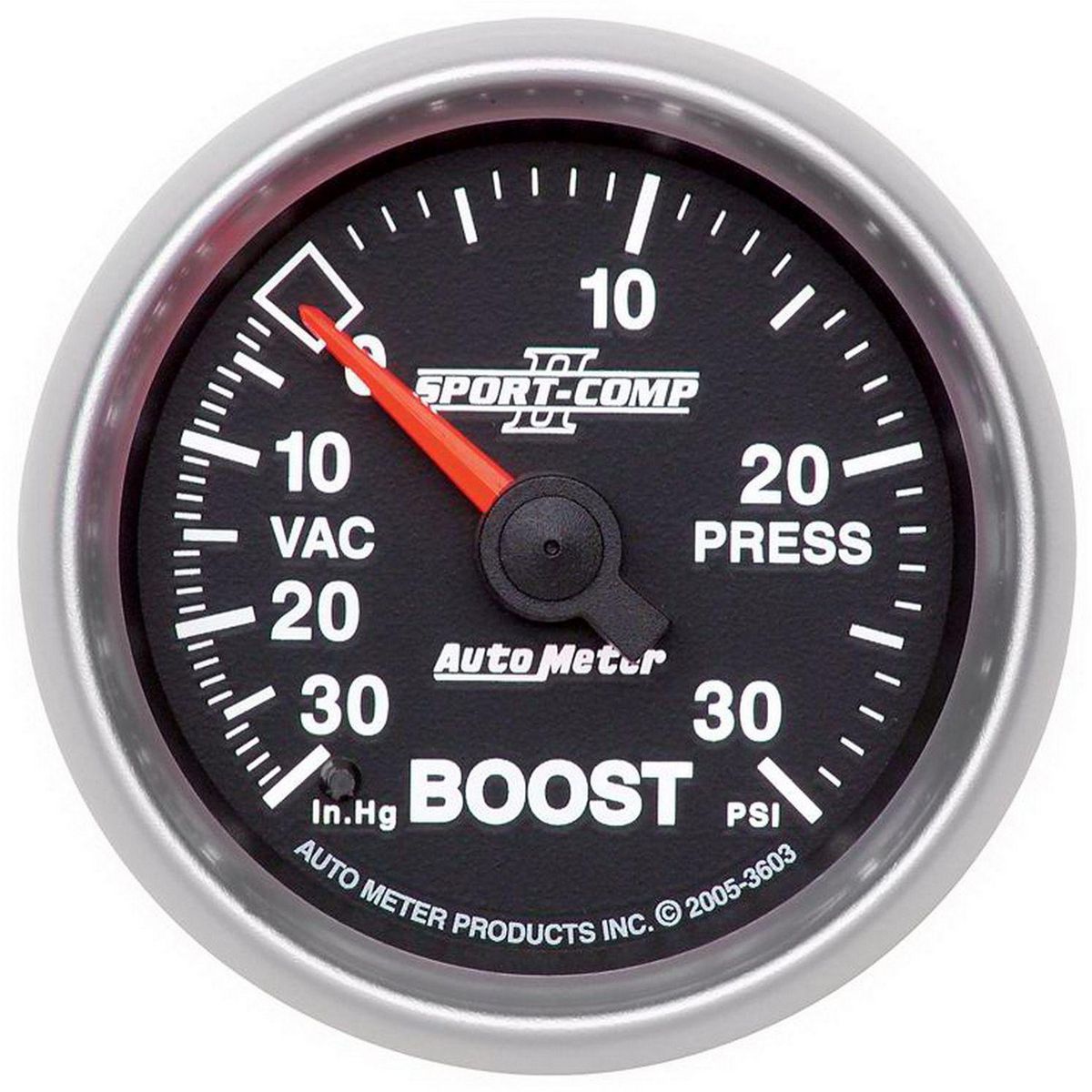 Autometer Sport-Comp II 2-1/16in Boost/Vacuum Gauge 30in/Hg 30PSI Mechanical AU3603