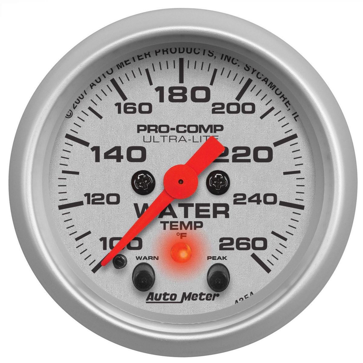 Autometer Ultra-Lite 2-1/16in Water Temp Gauge 100-260F Full Sweep Electric w/Peak AU4354