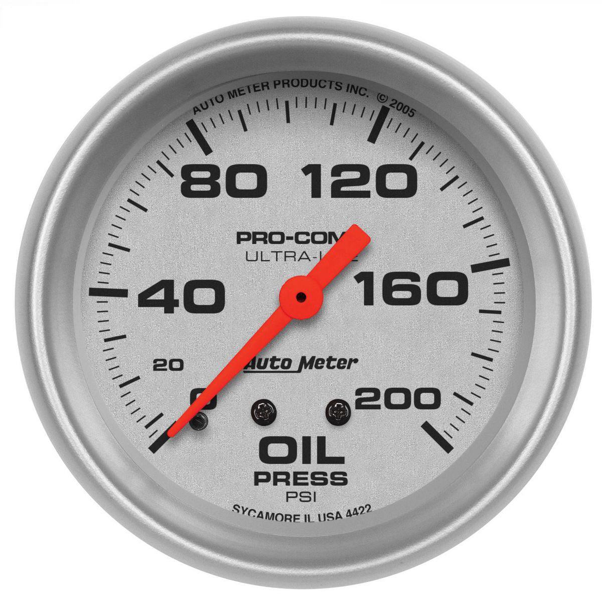 Autometer Ultra-Lite 2-5/8in Oil Pressure Gauge 0-200 PSI Mechanical AU4422
