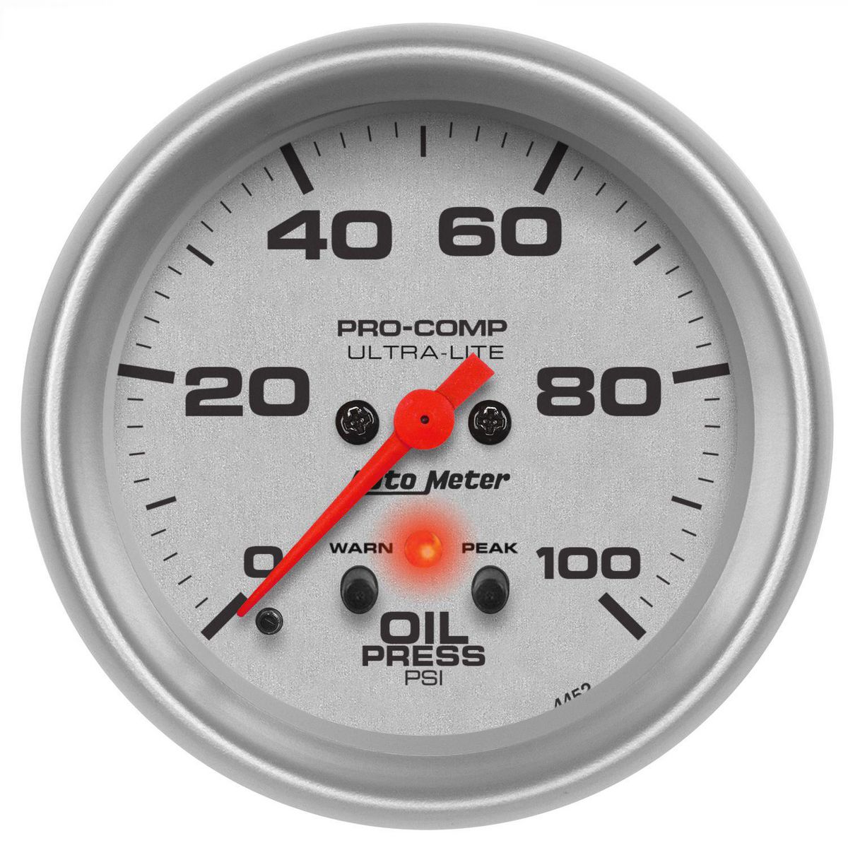 Autometer Ultra-Lite 2-5/8in Oil Pressure Gauge 0-100 PSI Full Sweep Electric w/Peak AU4452
