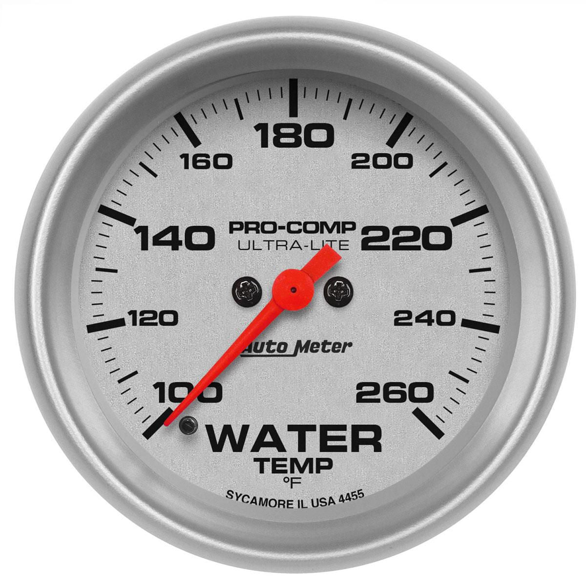 Autometer Ultra Lite 2-1/16in Water Temp Gauge 100-260F Full Sweep Electric AU4455