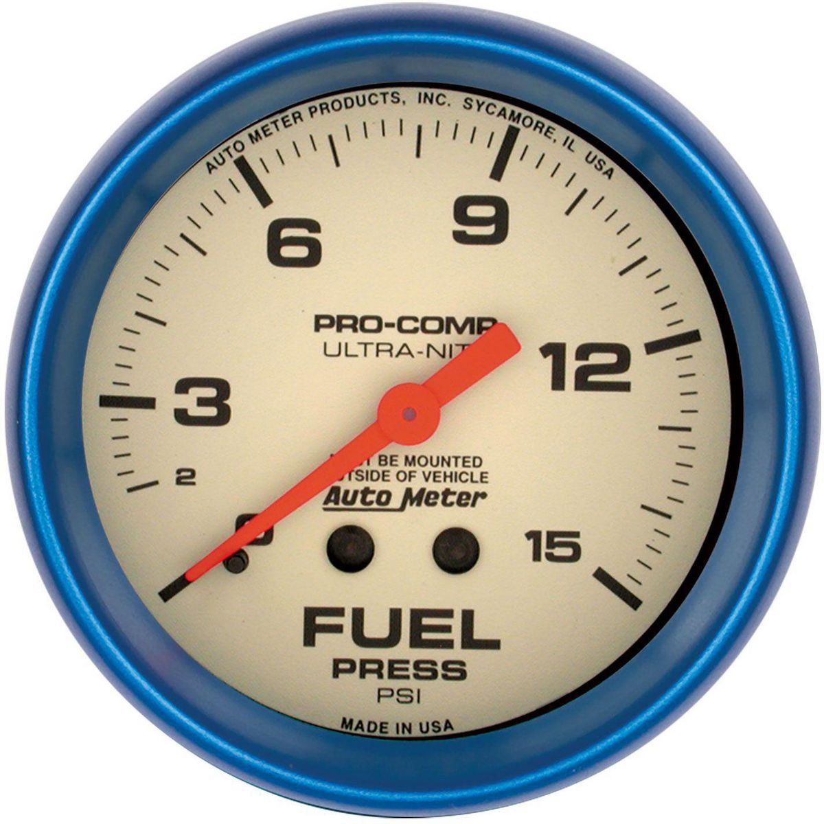Autometer Ultra Nite 2-5/8in Fuel Pressure Gauge 0-15PSI Mechanical AU4511