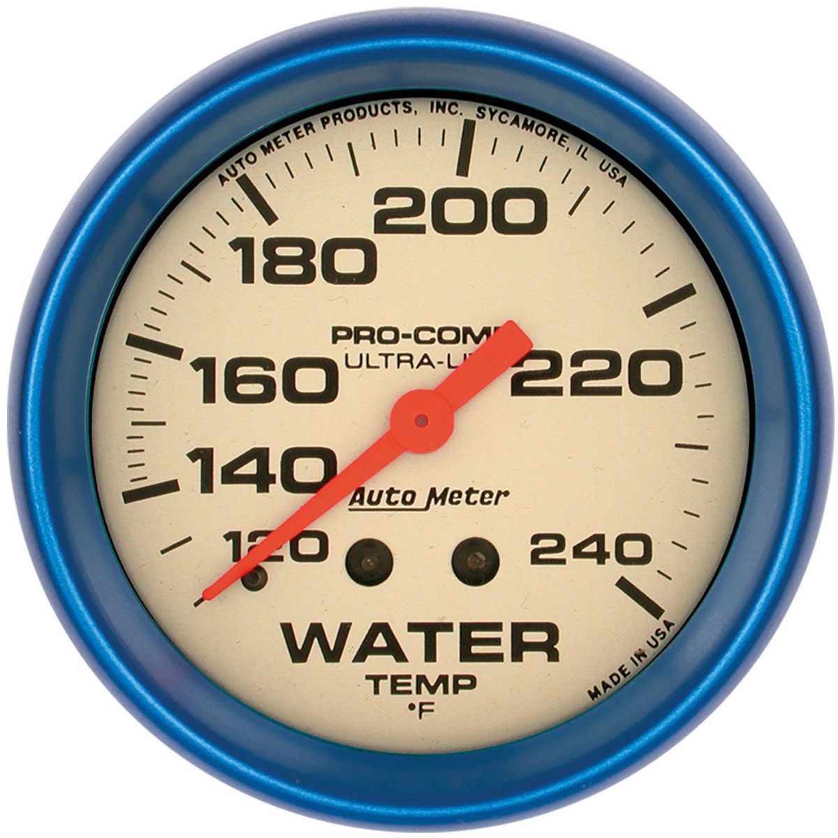Autometer Ultra Nite 2-5/8in Water Temp Gauge 120-240F Mechanical AU4532