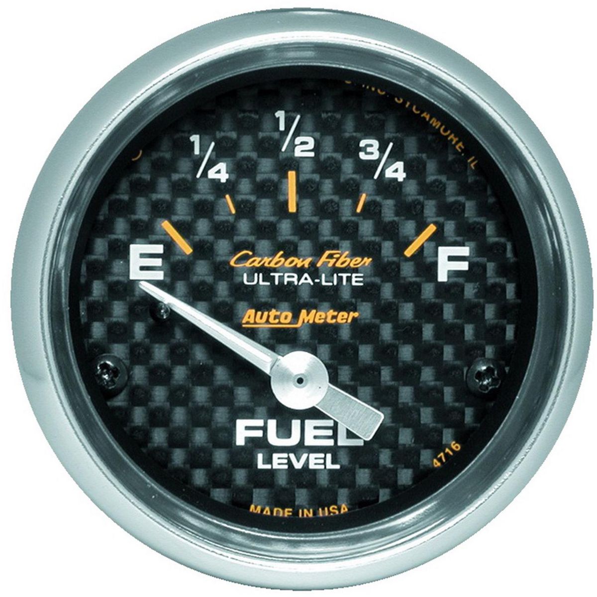 Autometer Carbon Fiber 2-1/16in Fuel Level Gauge 240-33 Ohms Short Sweep Electric AU4716