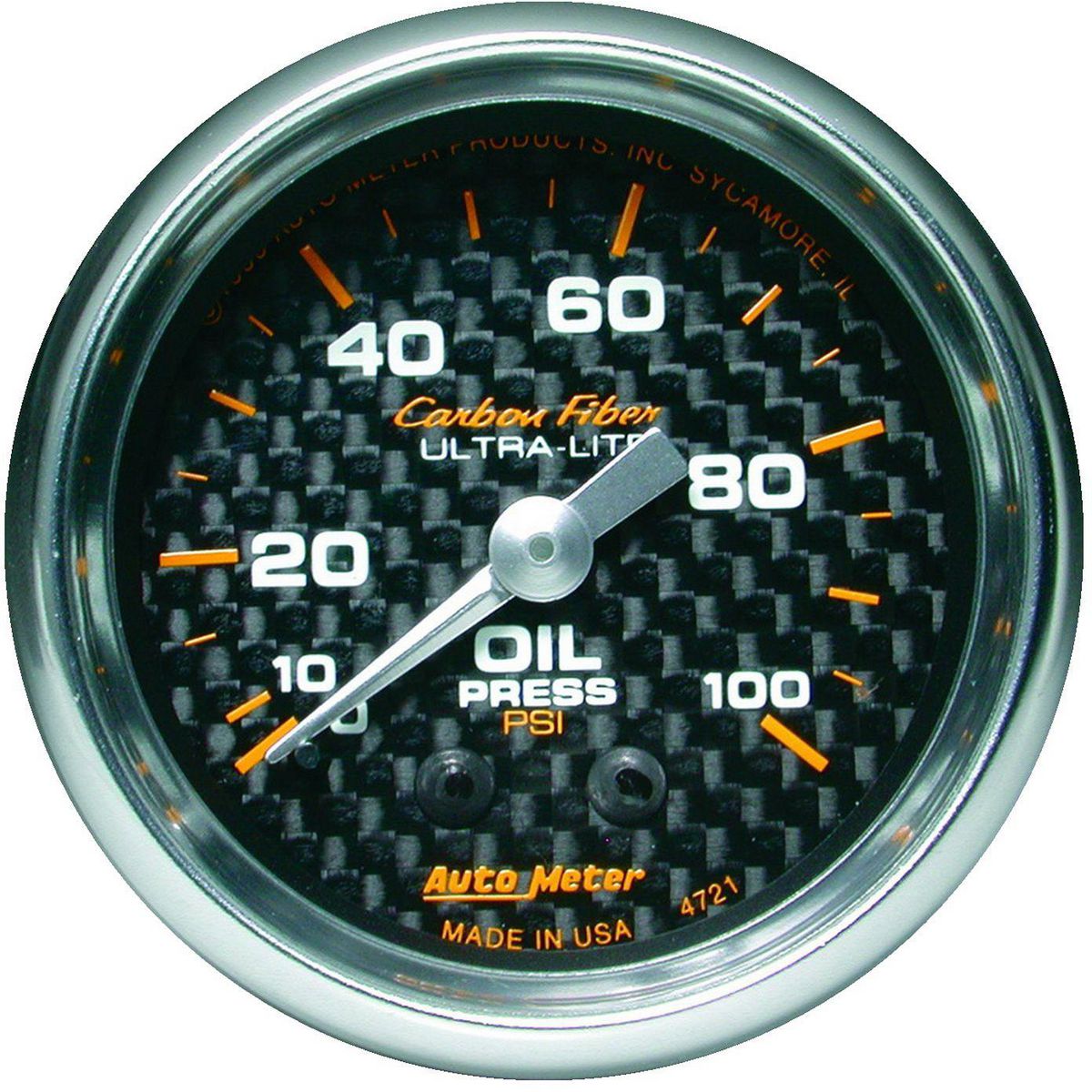 Autometer Carbon Fiber 2-1/16in Oil Pressure Gauge 0-100PSI Mechanical AU4721