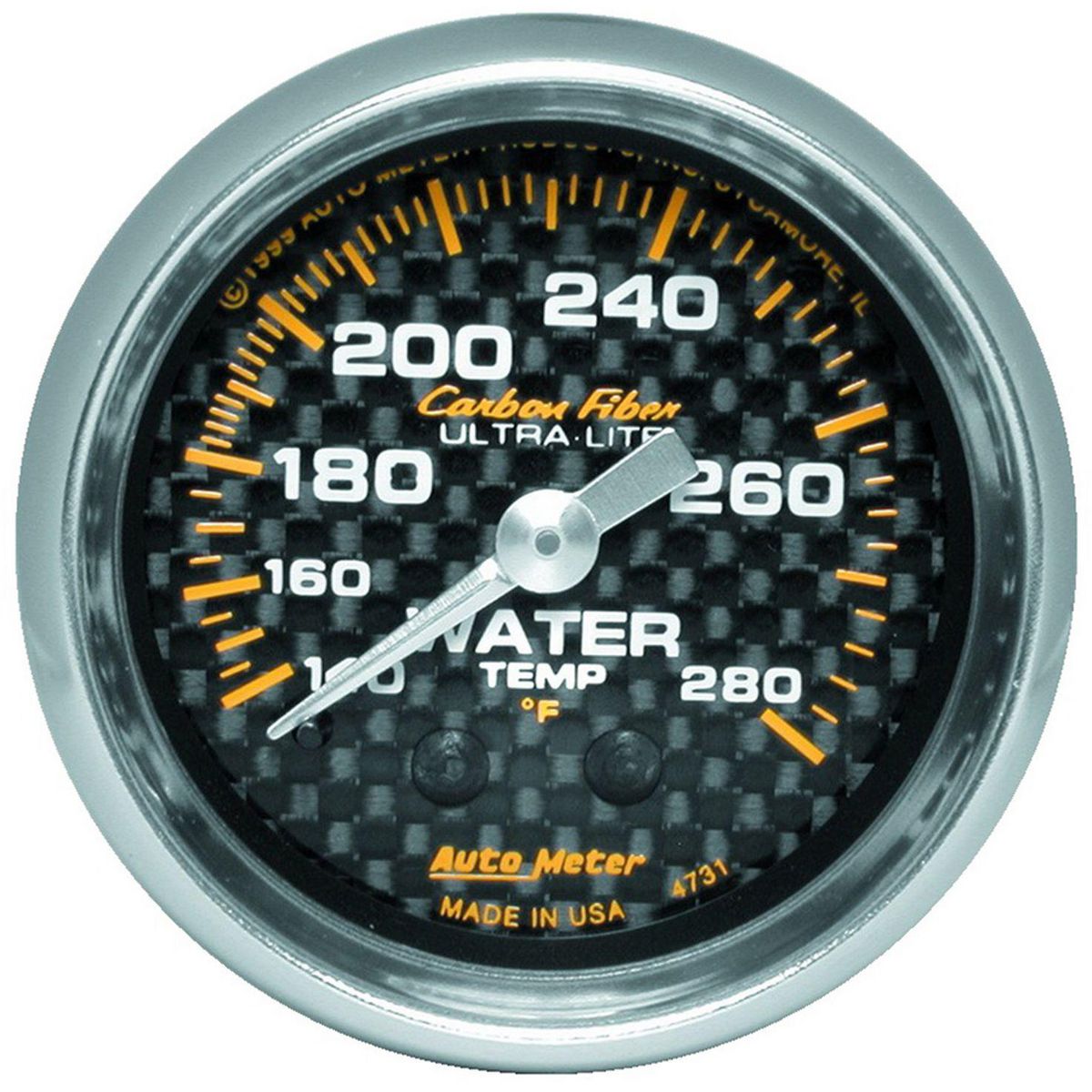 Autometer Carbon Fiber 2-1/16in Water Temp Gauge 140-280F Mechanical AU4731