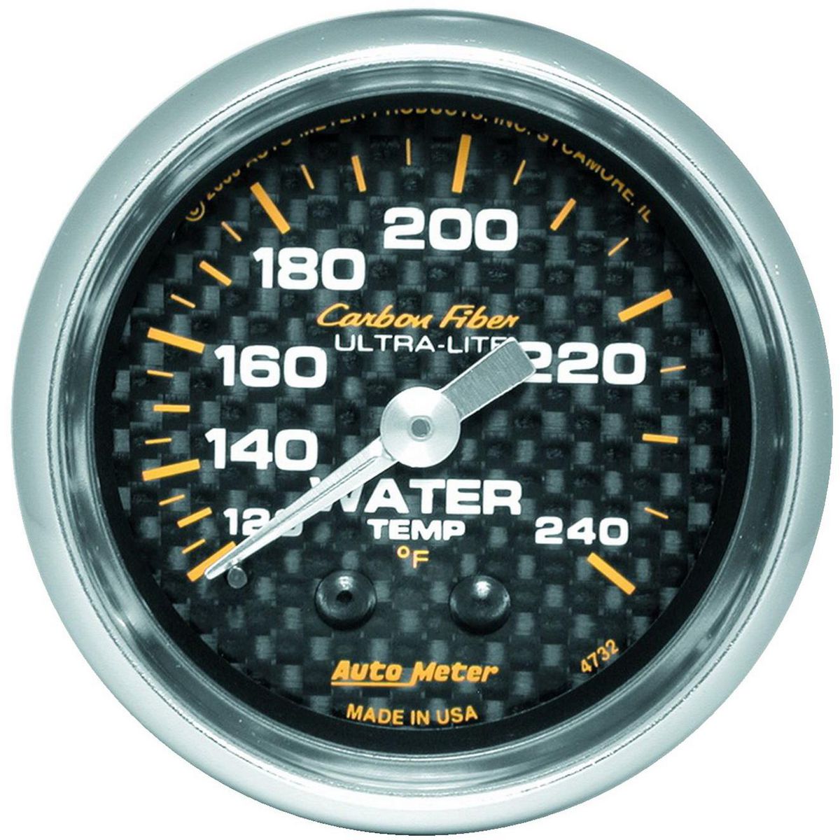 Autometer Carbon Fiber 2-1/16in Water Temp Gauge 120-240F Mechanical AU4732