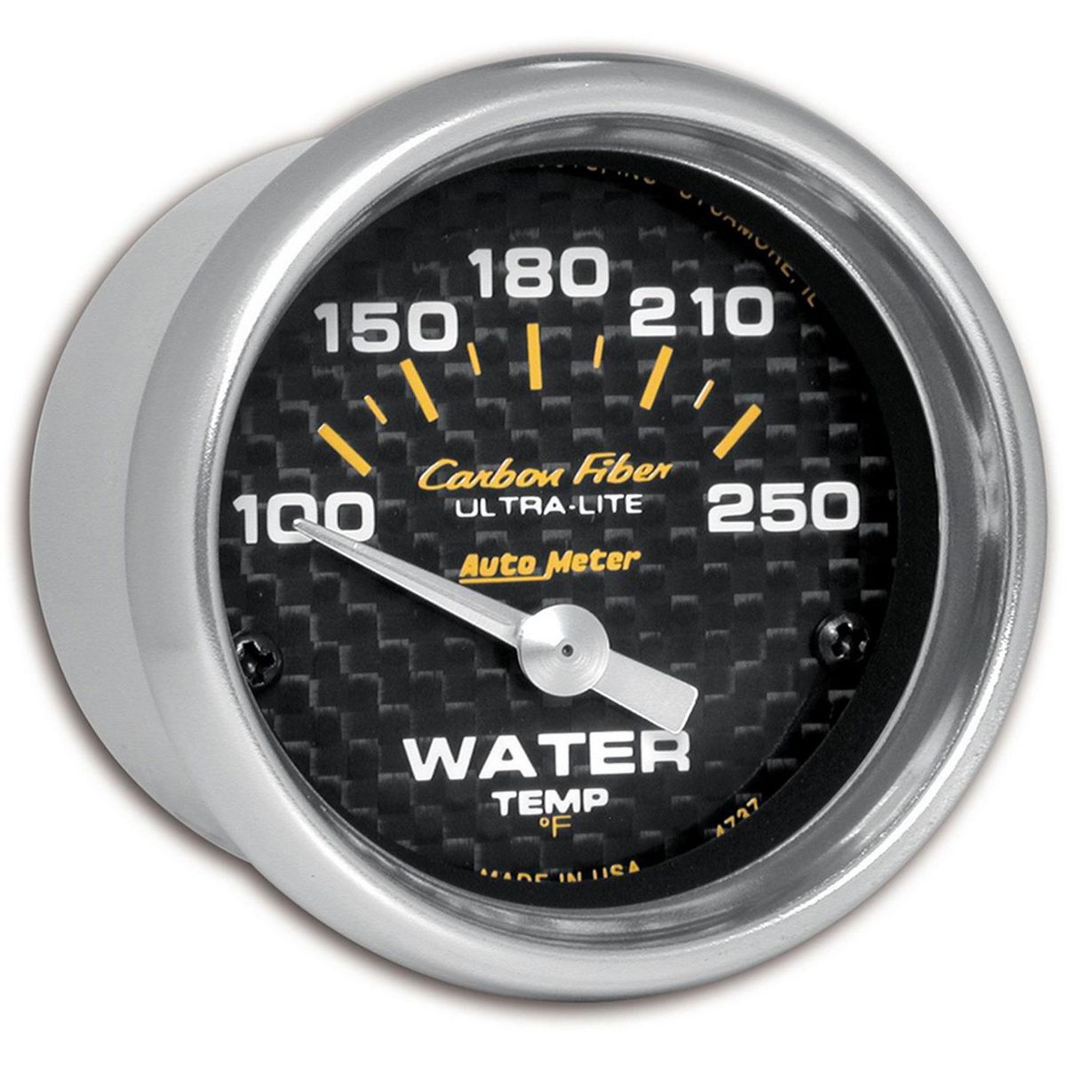 Autometer Carbon Fiber 2-1/16in Water Temp Gauge 100-250F Short Sweep Electric AU4737
