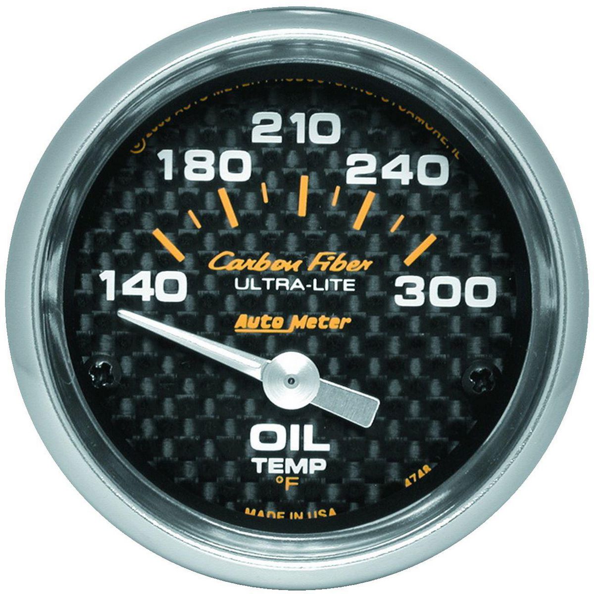 Autometer Carbon Fiber 2-1/16in Oil Temp Gauge 140-300F Short Sweep Electric AU4748