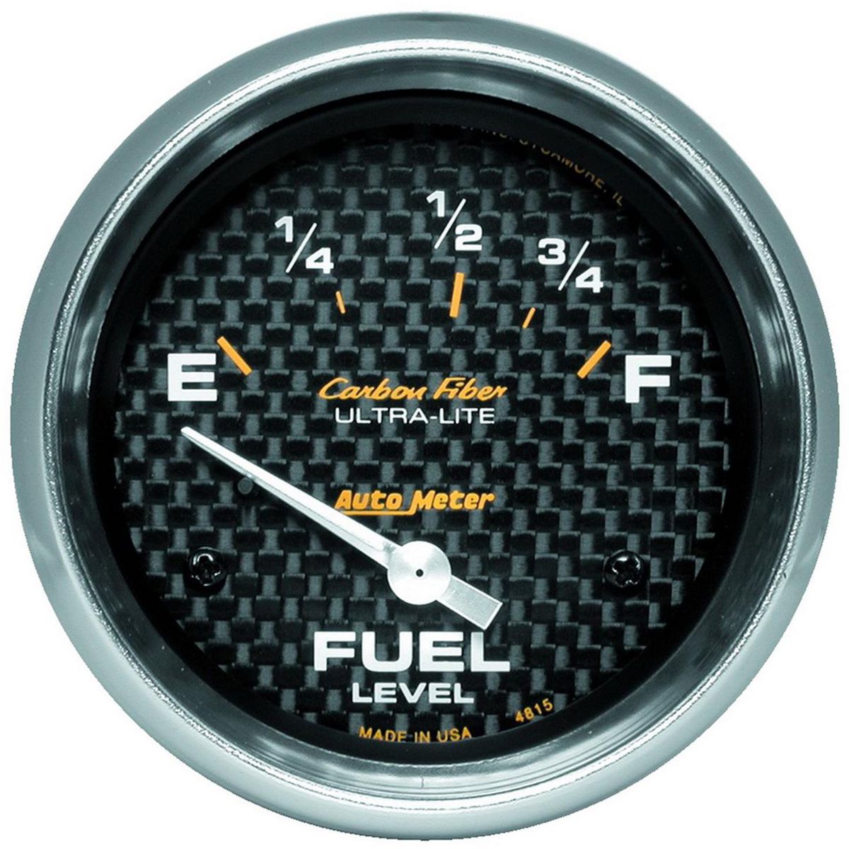 Autometer Carbon Fiber 2-5/8in Fuel Level Gauge 73-10 Ohms Short Sweep Electric AU4815