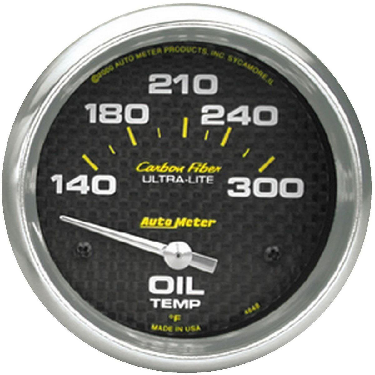 Autometer Carbon Fiber 2-5/8in Oil Temp Gauge 140-300F Short Sweep Electric AU4848