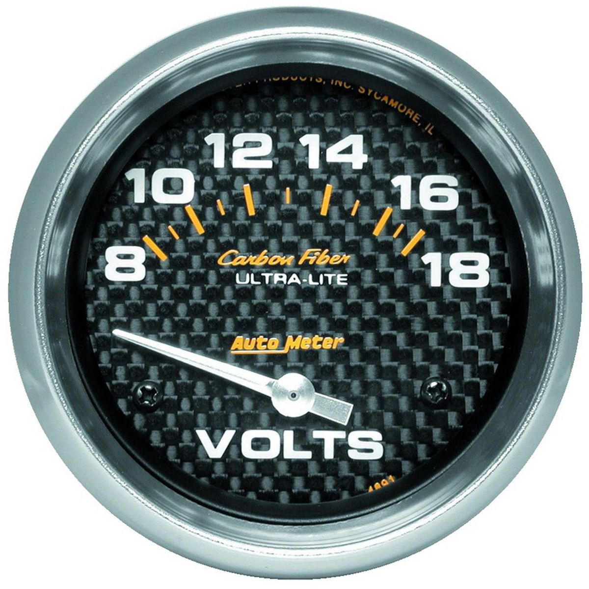 Autometer Carbon Fiber 2-5/8in Voltmeter 8-18V Short Sweep Electric AU4891