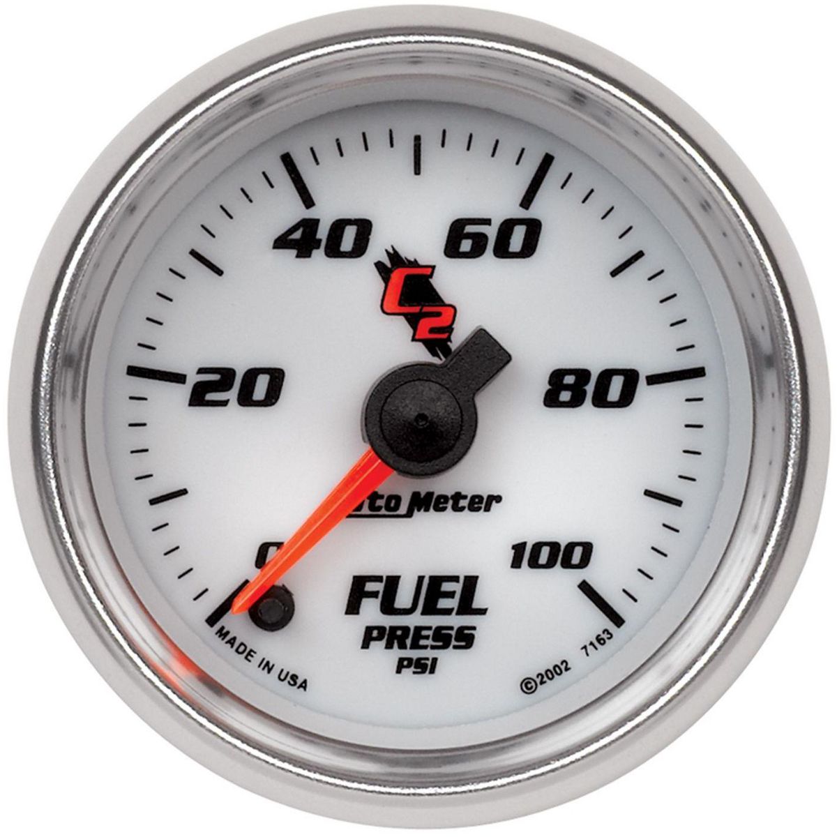 Autometer C2 Series 2-1/16in Fuel Pressure Gauge 0-100PSI Full Sweep Electric AU7163