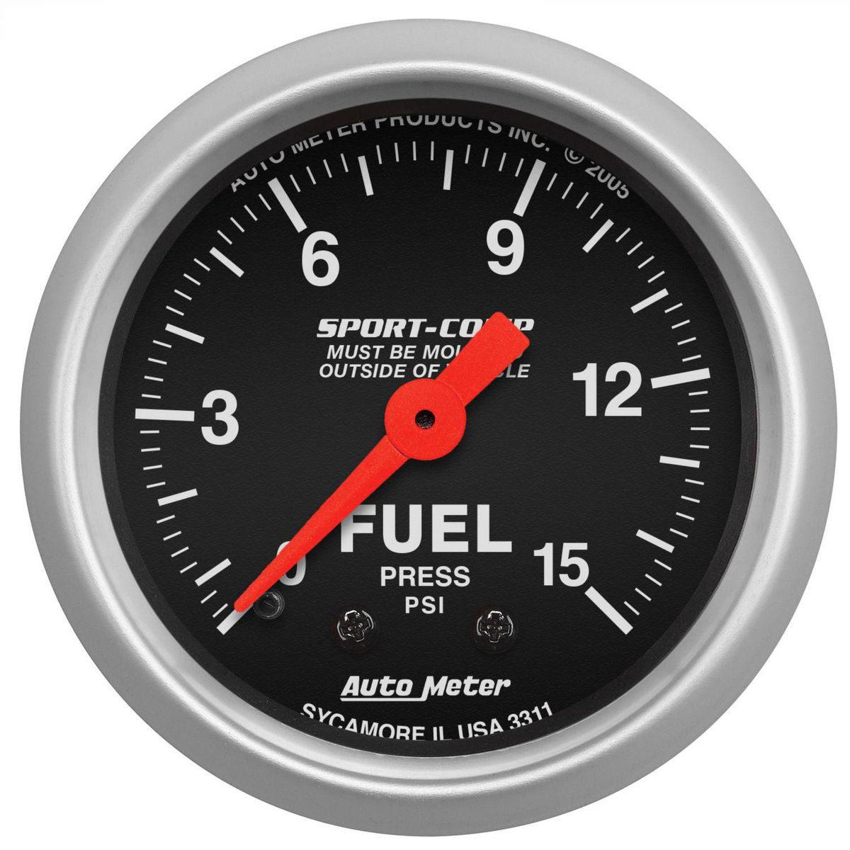 Autometer Sport-Comp 2-1/16in Fuel Pressure Gauge 0-15 PSI Mechanical AU3311