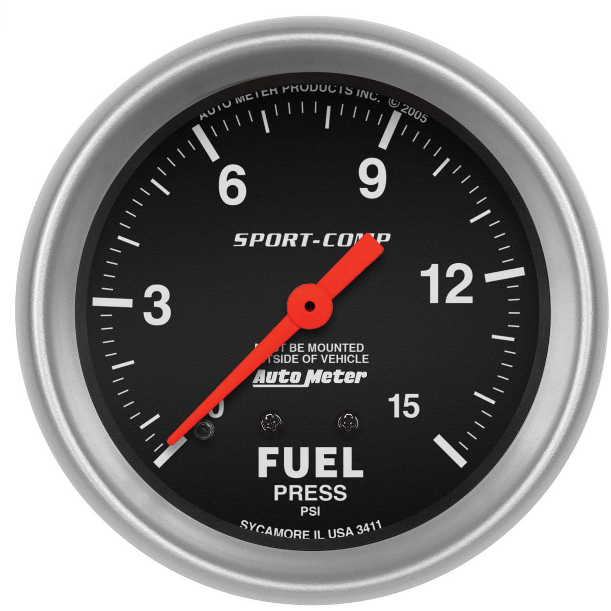 Autometer Sport-Comp 2-5/8in Fuel Pressure Gauge 0-15 PSI Mechanical AU3411