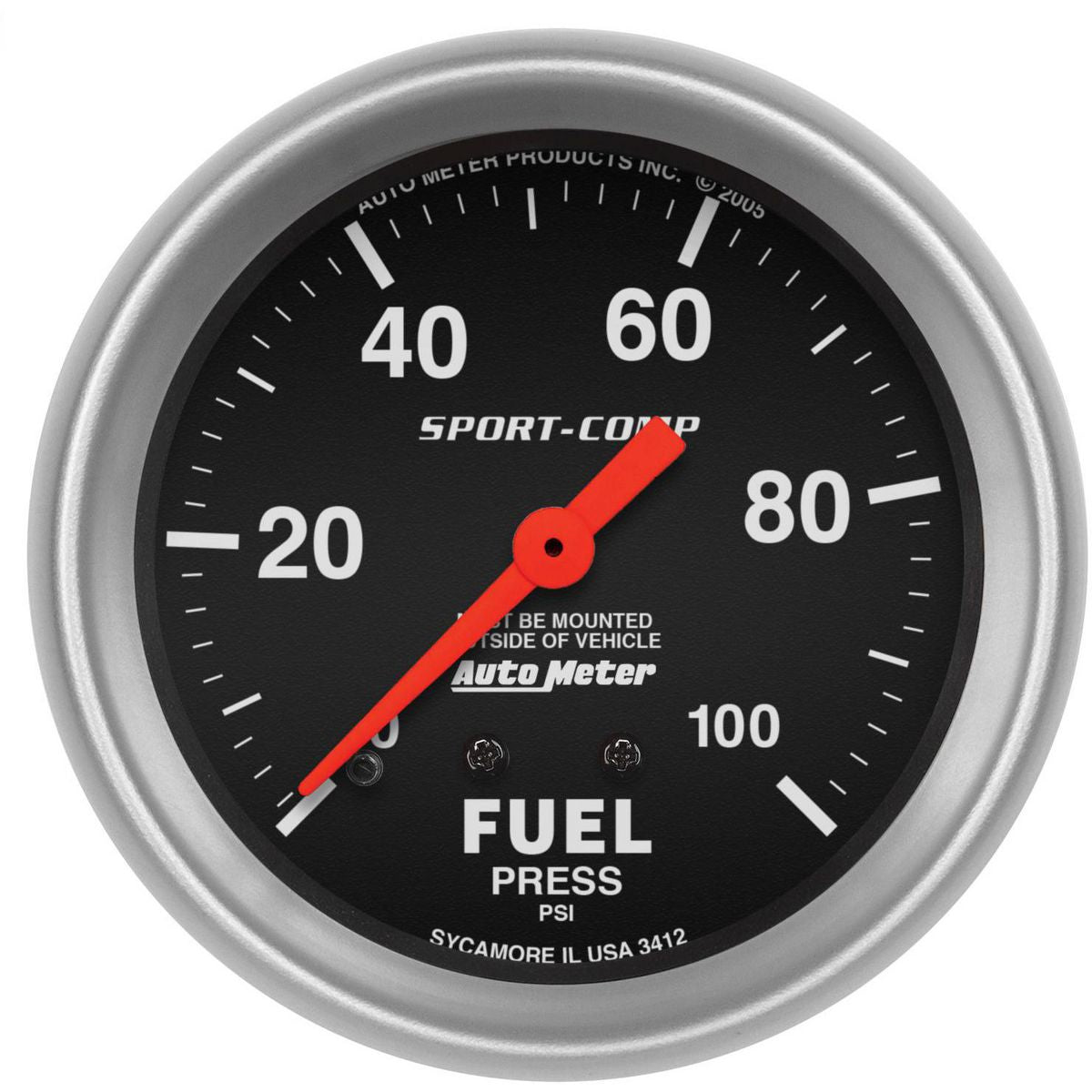 Autometer Sport-Comp 2-5/8in Fuel Pressure Gauge 0-100PSI Mechanical AU3412
