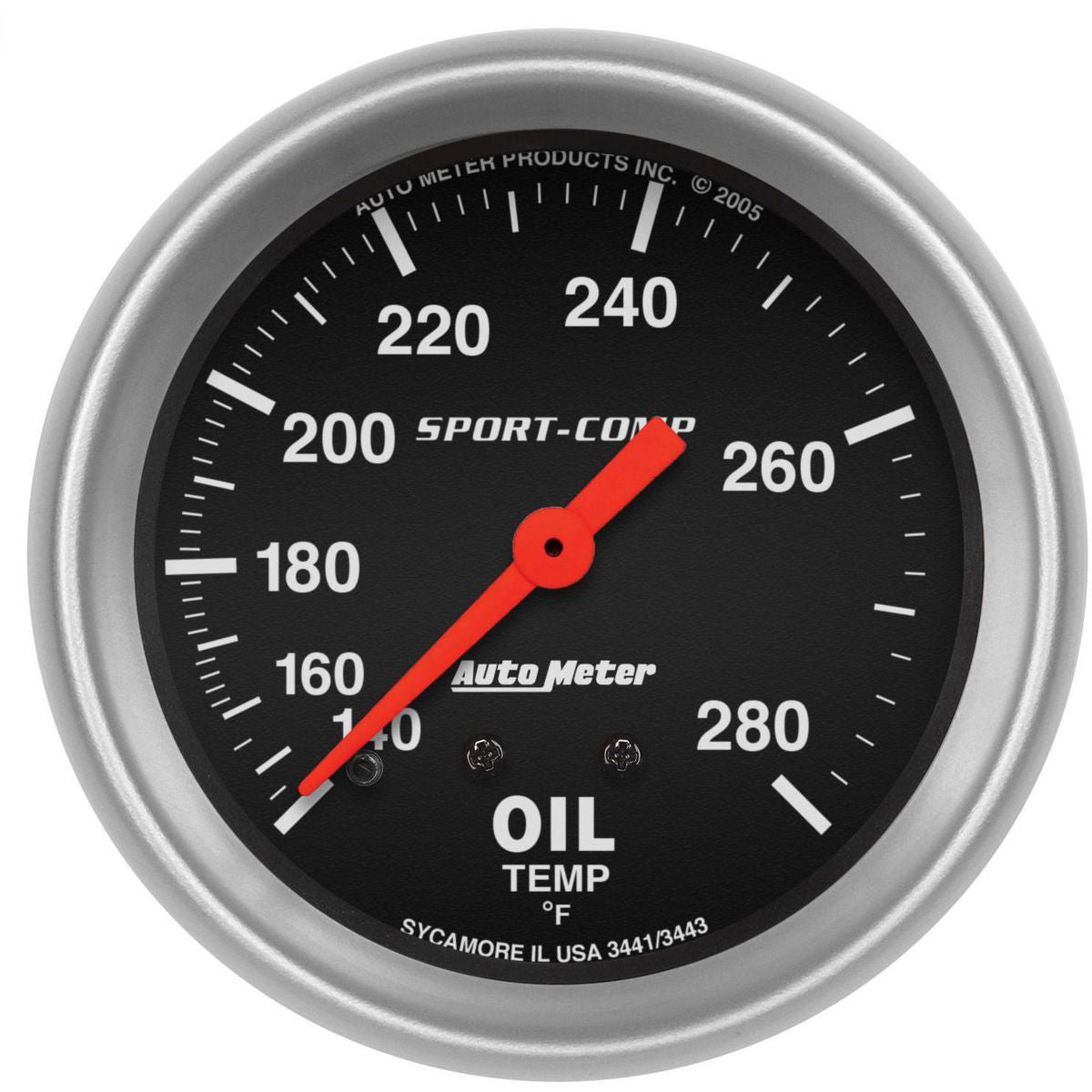 Autometer Sport-Comp 2-5/8in Oil Temp Gauge 140-280F Mechanical AU3441
