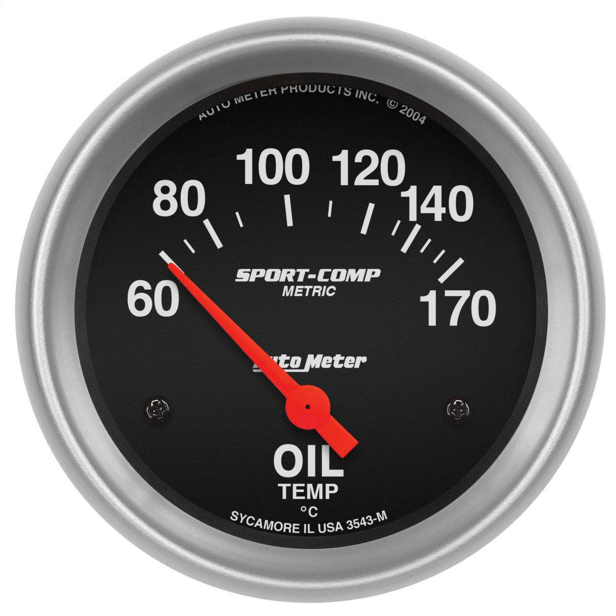 Autometer Sport-Comp 2-5/8in Oil Temp Gauge 60-170C Short Sweep Electric AU3543-M