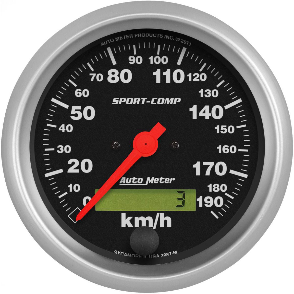 Autometer Sport-Comp 3-3/8in Speedo Gauge 190KPH Electronic In Dash AU3987-M