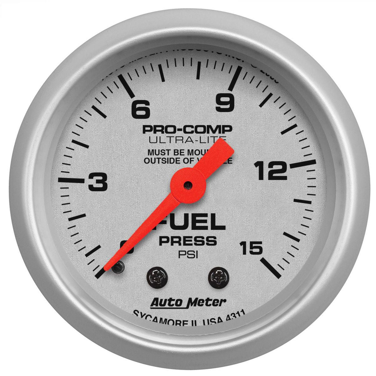 Autometer Ultra-Lite 2-1/16in Fuel Pressure Gauge 0-15 PSI Mechanical AU4311